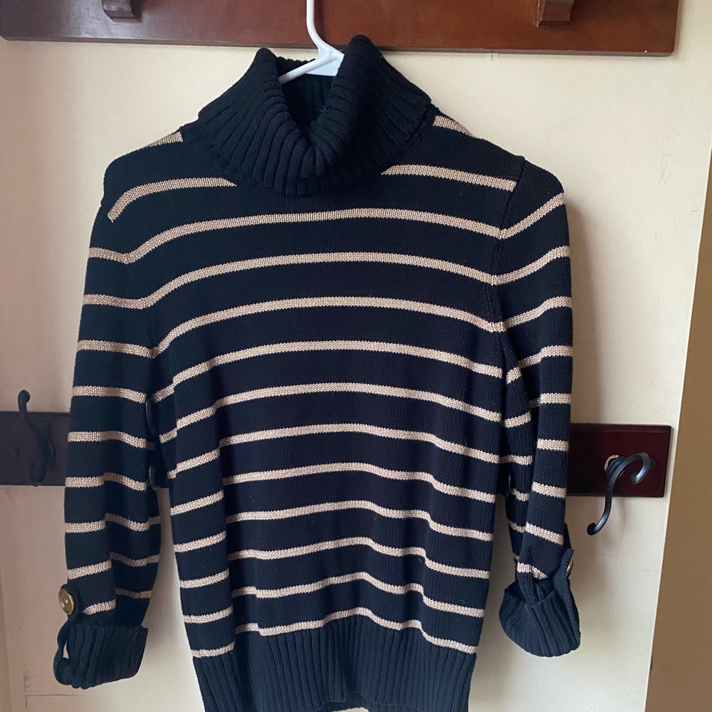 Jones New York Signature Black & Gold Petite Sweater
